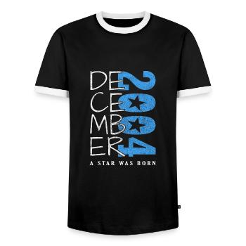 Décembre 2004 - T-shirt contrasté Homme - noir/blanc - Devant - AI Model Female 172 light (172cm) & AI Model Male 178 light (178cm)