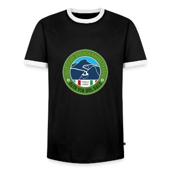 Alta Via del Sale | LGKS V1 - Männer Kontrast-T-Shirt - Schwarz/Weiß - Vorne - AI Model Female 172 light (172cm) & AI Model Male 178 light (178cm)