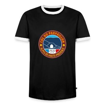 Col du Parpaillon V1 - Männer Kontrast-T-Shirt - Schwarz/Weiß - Vorne - AI Model Female 172 light (172cm) & AI Model Male 178 light (178cm)