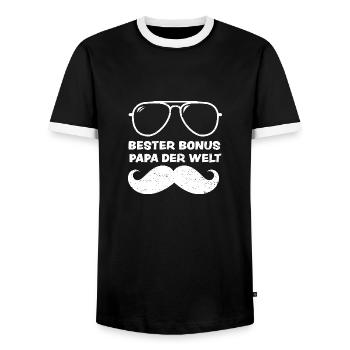 Bester Bonus Papa Der Welt - Männer Kontrast-T-Shirt - Schwarz/Weiß - Vorne - AI Model Female 172 light (172cm) & AI Model Male 178 light (178cm)