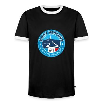 Mont Ventoux - the giant of Provence - Men's Ringer Shirt - black/white - Front - AI Model Female 172 light (172cm) & AI Model Male 178 light (178cm)