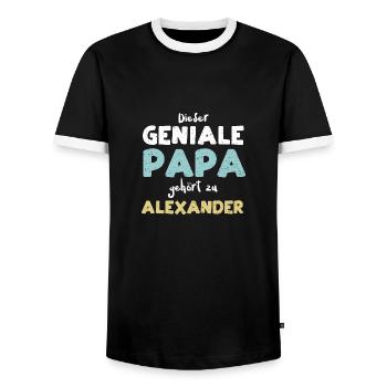 Dieser Geniale Papa Gehört Zu Al... - Männer Kontrast-T-Shirt - Schwarz/Weiß - Vorne - AI Model Female 172 light (172cm) & AI Model Male 178 light (178cm)