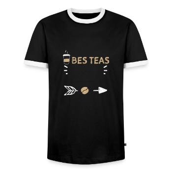 Bes Teas - Coffee - Männer Kontrast-T-Shirt - Schwarz/Weiß - Vorne - AI Model Female 172 light (172cm) & AI Model Male 178 light (178cm)