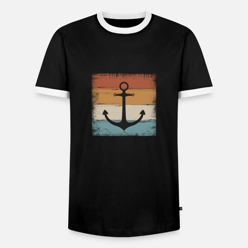 Anker Maritim Meer Seefahrt - Männer Kontrast-T-Shirt - Schwarz/Weiß