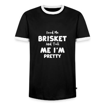 Feed Me Brisket And Tell Me I'm... - Männer Kontrast-T-Shirt - Schwarz/Weiß - Vorne - AI Model Female 172 light (172cm) & AI Model Male 178 light (178cm)