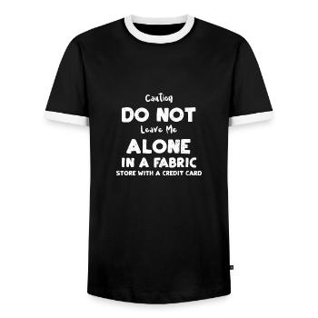 Attention ne me laissez pas seul... - T-shirt contrasté Homme - noir/blanc - Devant - AI Model Female 172 light (172cm) & AI Model Male 178 light (178cm)