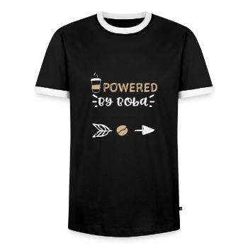 Powered By Boba - Coffee - Men's Ringer Shirt - black/white - Front - AI Model Female 172 light (172cm) & AI Model Male 178 light (178cm)