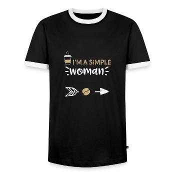 I'm A Simple Woman - Coffee - Men's Ringer Shirt - black/white - Front - AI Model Female 172 light (172cm) & AI Model Male 178 light (178cm)
