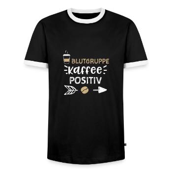 Blutgruppe Kaffee Positiv - Coffee - Männer Kontrast-T-Shirt - Schwarz/Weiß - Vorne - AI Model Female 172 light (172cm) & AI Model Male 178 light (178cm)
