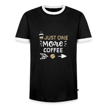Just One More Coffee - Coffee - Männer Kontrast-T-Shirt - Schwarz/Weiß - Vorne - AI Model Female 172 light (172cm) & AI Model Male 178 light (178cm)