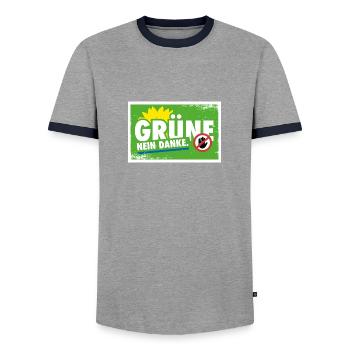 Grüne - Nein Danke. - Männer Kontrast-T-Shirt - Grau/Navy  - Vorne - AI Model Female 172 light (172cm) & AI Model Male 178 light (178cm)