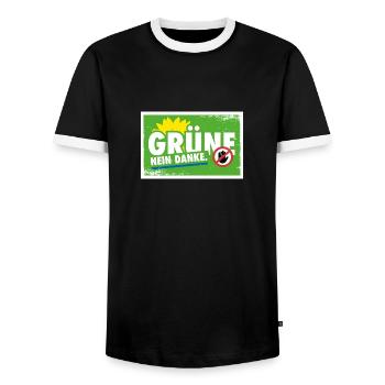 Grüne - Nein Danke. - Männer Kontrast-T-Shirt - Schwarz/Weiß - Vorne - AI Model Female 172 light (172cm) & AI Model Male 178 light (178cm)