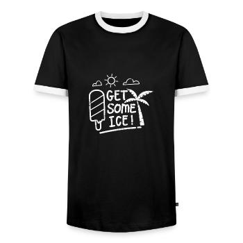 OBTIENT DES SUCETTES GLACÉES DE PALMIERS MOTIFS DE VACANCES À LA PLAGE - T-shirt contrasté Homme - noir/blanc - Devant - AI Model Female 172 light (172cm) & AI Model Male 178 light (178cm)