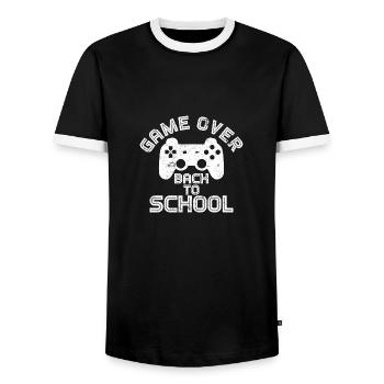 SPIEL VORBEI ZUR SCHULE EINSCHULUNG SPRÜCHE MOTIV - Männer Kontrast-T-Shirt - Schwarz/Weiß - Vorne - AI Model Female 172 light (172cm) & AI Model Male 178 light (178cm)