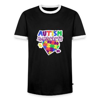 CONSCIENCE AUTISTE TDAH AMOUR CADEAU SLOGAN MOTIFS - T-shirt contrasté Homme - noir/blanc - Devant - AI Model Female 172 light (172cm) & AI Model Male 178 light (178cm)