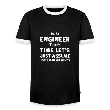 I'm An Engineer To Save Time Let... - Men's Ringer Shirt - black/white - Front - AI Model Female 172 light (172cm) & AI Model Male 178 light (178cm)