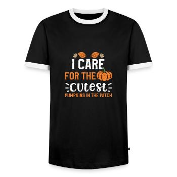 I Care For The Cutest Pumpkins I... - Men's Ringer Shirt - black/white - Front - AI Model Female 172 light (172cm) & AI Model Male 178 light (178cm)