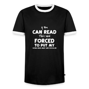 Si vous pouvez lire ceci, j’ai été forcé... - T-shirt contrasté Homme - noir/blanc - Devant - AI Model Female 172 light (172cm) & AI Model Male 178 light (178cm)