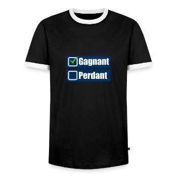 Gagnant - T-shirt contrasté Homme - noir/blanc - Devant - AI Model Female 172 light (172cm) & AI Model Male 178 light (178cm)