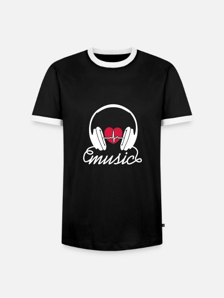 Music Heartbeat - Männer Kontrast-T-Shirt - Schwarz/Weiß