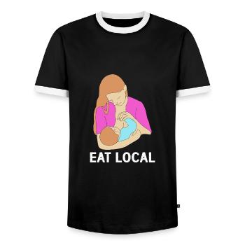 Crunchy Mama - Männer Kontrast-T-Shirt - Schwarz/Weiß - Vorne - AI Model Female 172 light (172cm) & AI Model Male 178 light (178cm)