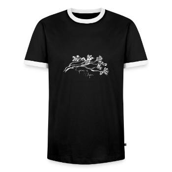 Spring in Japan - Men's Ringer Shirt - black/white - Front - AI Model Female 172 light (172cm) & AI Model Male 178 light (178cm)
