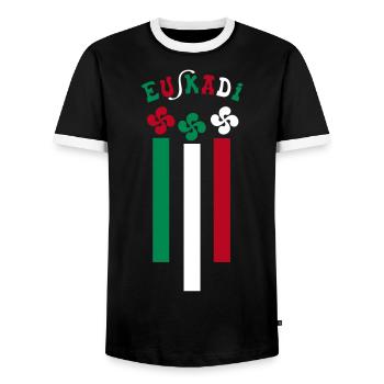 Euskadi croix Basque - T-shirt contrasté Homme - noir/blanc - Devant - AI Model Female 172 light (172cm) & AI Model Male 178 light (178cm)