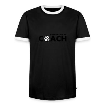 you can call me volleyball coach - Men's Ringer Shirt - black/white - Front - AI Model Female 172 light (172cm) & AI Model Male 178 light (178cm)