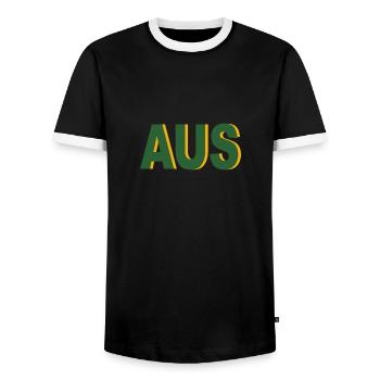 FROM - Men's Ringer Shirt - black/white - Front - AI Model Female 172 light (172cm) & AI Model Male 178 light (178cm)