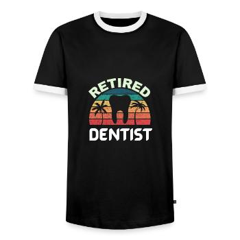 Retired dentist Funny vintage retirement gift - Men's Ringer Shirt - black/white - Front - AI Model Female 172 light (172cm) & AI Model Male 178 light (178cm)