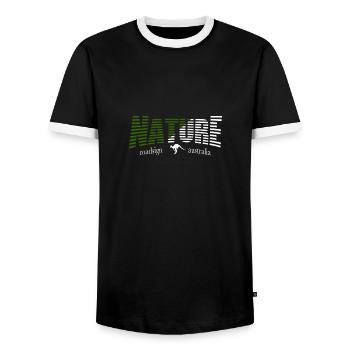 Panneau routier NATURE australie - T-shirt contrasté Homme - noir/blanc - Devant - AI Model Female 172 light (172cm) & AI Model Male 178 light (178cm)
