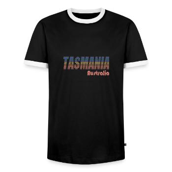 TASMANIA - AUSTRALIA - Männer Kontrast-T-Shirt - Schwarz/Weiß - Vorne - AI Model Female 172 light (172cm) & AI Model Male 178 light (178cm)