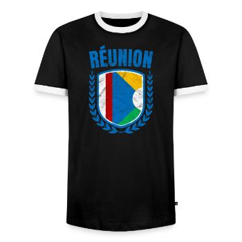 Réunion - Männer Kontrast-T-Shirt - Schwarz/Weiß - Vorne - AI Model Female 172 light (172cm) & AI Model Male 178 light (178cm)