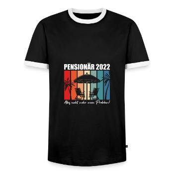 Pension Rente 2022 Pensionär Geschenk - Männer Kontrast-T-Shirt - Schwarz/Weiß - Vorne - AI Model Female 172 light (172cm) & AI Model Male 178 light (178cm)
