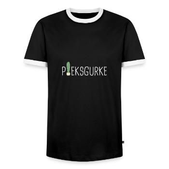Pieksgurke - Kaktus Sukkulente Kaktee Gurke Humor - Männer Kontrast-T-Shirt - Schwarz/Weiß - Vorne - AI Model Female 172 light (172cm) & AI Model Male 178 light (178cm)