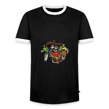 MEXIQUE SKULL BEER DRINK GAME CRICKET MOTIF - T-shirt contrasté Homme - noir/blanc - Devant - AI Model Female 172 light (172cm) & AI Model Male 178 light (178cm)
