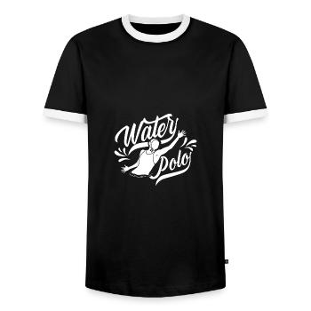 Water Polo Team Water Polo Player Water Polo - Men's Ringer Shirt - black/white - Front - AI Model Female 172 light (172cm) & AI Model Male 178 light (178cm)