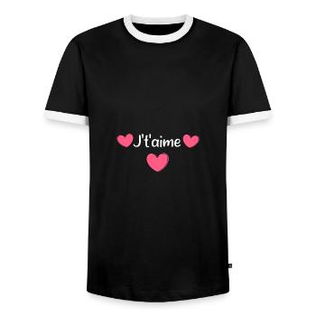 I love you Valentine's Day - Men's Ringer Shirt - black/white - Front - AI Model Female 172 light (172cm) & AI Model Male 178 light (178cm)
