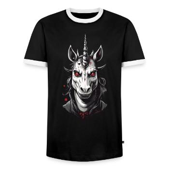 Vampir Einhorn Der Halloween Einhörner Grusel - Männer Kontrast-T-Shirt - Schwarz/Weiß - Vorne - AI Model Female 172 light (172cm) & AI Model Male 178 light (178cm)