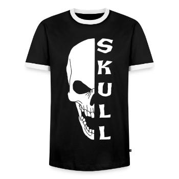 The White Skull - Men's Ringer Shirt - black/white - Front - AI Model Female 172 light (172cm) & AI Model Male 178 light (178cm)