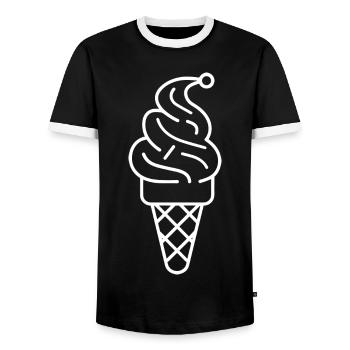 Cornet de crème glacée Dessin - T-shirt contrasté Homme - noir/blanc - Devant - AI Model Female 172 light (172cm) & AI Model Male 178 light (178cm)