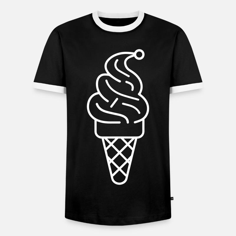 Ice cream cone Drawing - Men's Ringer Shirt - black/white