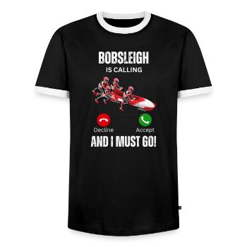 Bobsleigh Is Calling - Men's Ringer Shirt - black/white - Front - AI Model Female 172 light (172cm) & AI Model Male 178 light (178cm)