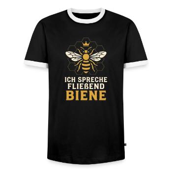 Ich spreche fließend Biene - Imker Spruch - Männer Kontrast-T-Shirt - Schwarz/Weiß - Vorne - AI Model Female 172 light (172cm) & AI Model Male 178 light (178cm)