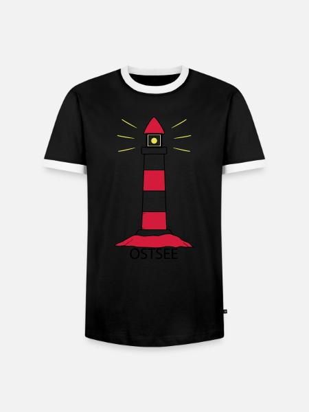 Leuchtturm Ostsee - Männer Kontrast-T-Shirt - Schwarz/Weiß