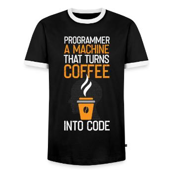Funny programmer saying - Men's Ringer Shirt - black/white - Front - AI Model Female 172 light (172cm) & AI Model Male 178 light (178cm)