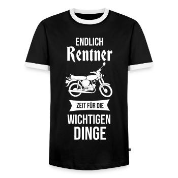 cyclomoteur retraité retraite gdr retraite ossi cult - T-shirt contrasté Homme - noir/blanc - Devant - AI Model Female 172 light (172cm) & AI Model Male 178 light (178cm)