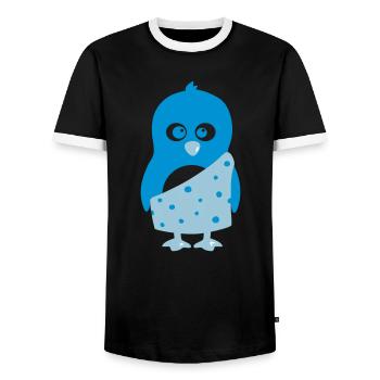 Penguin Tarzan - Men's Ringer Shirt - black/white - Front - AI Model Female 172 light (172cm) & AI Model Male 178 light (178cm)
