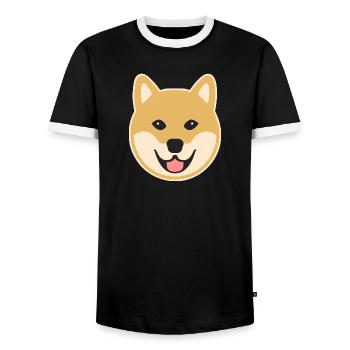 Shiba Inu - Men's Ringer Shirt - black/white - Front - AI Model Female 172 light (172cm) & AI Model Male 178 light (178cm)
