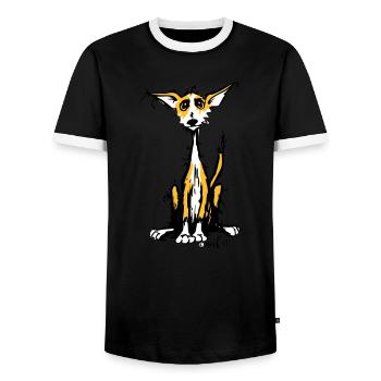 Rauhaar Podenco - Männer Kontrast-T-Shirt - Schwarz/Weiß - Vorne - AI Model Female 172 light (172cm) & AI Model Male 178 light (178cm)